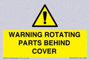 WARNING ROTATING PARTS BEHIND COVER